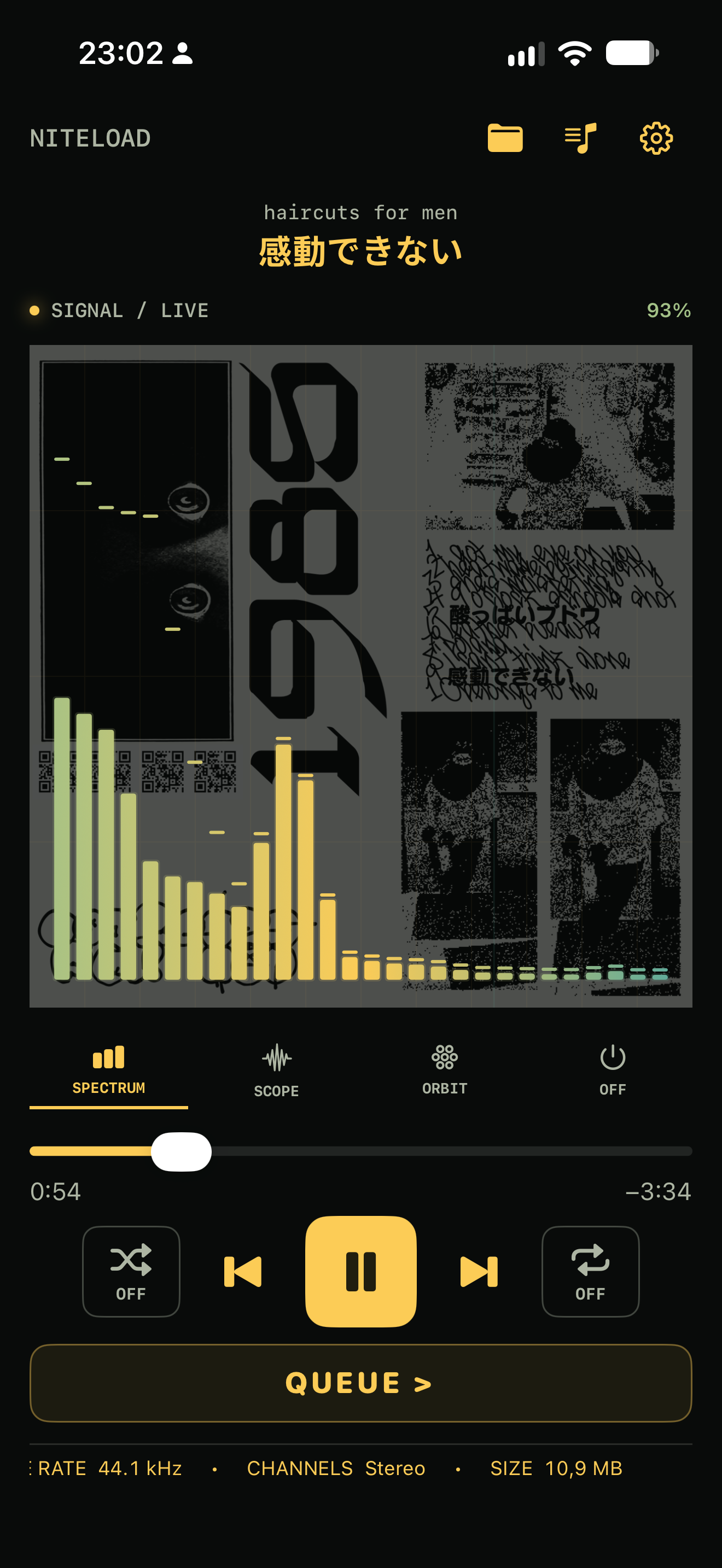 Niteload music player — Underground colour theme